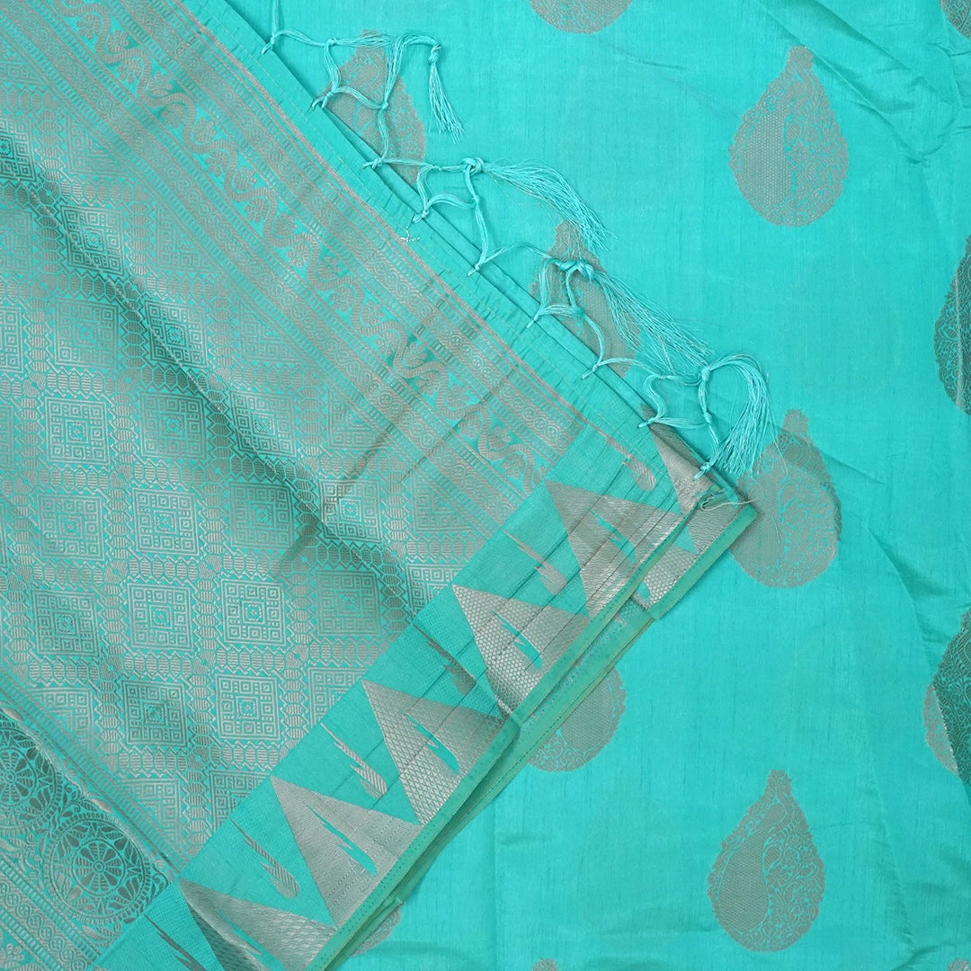 Chandhrika in Aqua Blue base with floral works