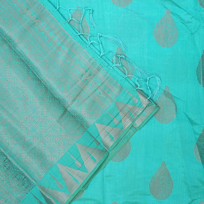 Chandhrika in Aqua Blue base with floral works