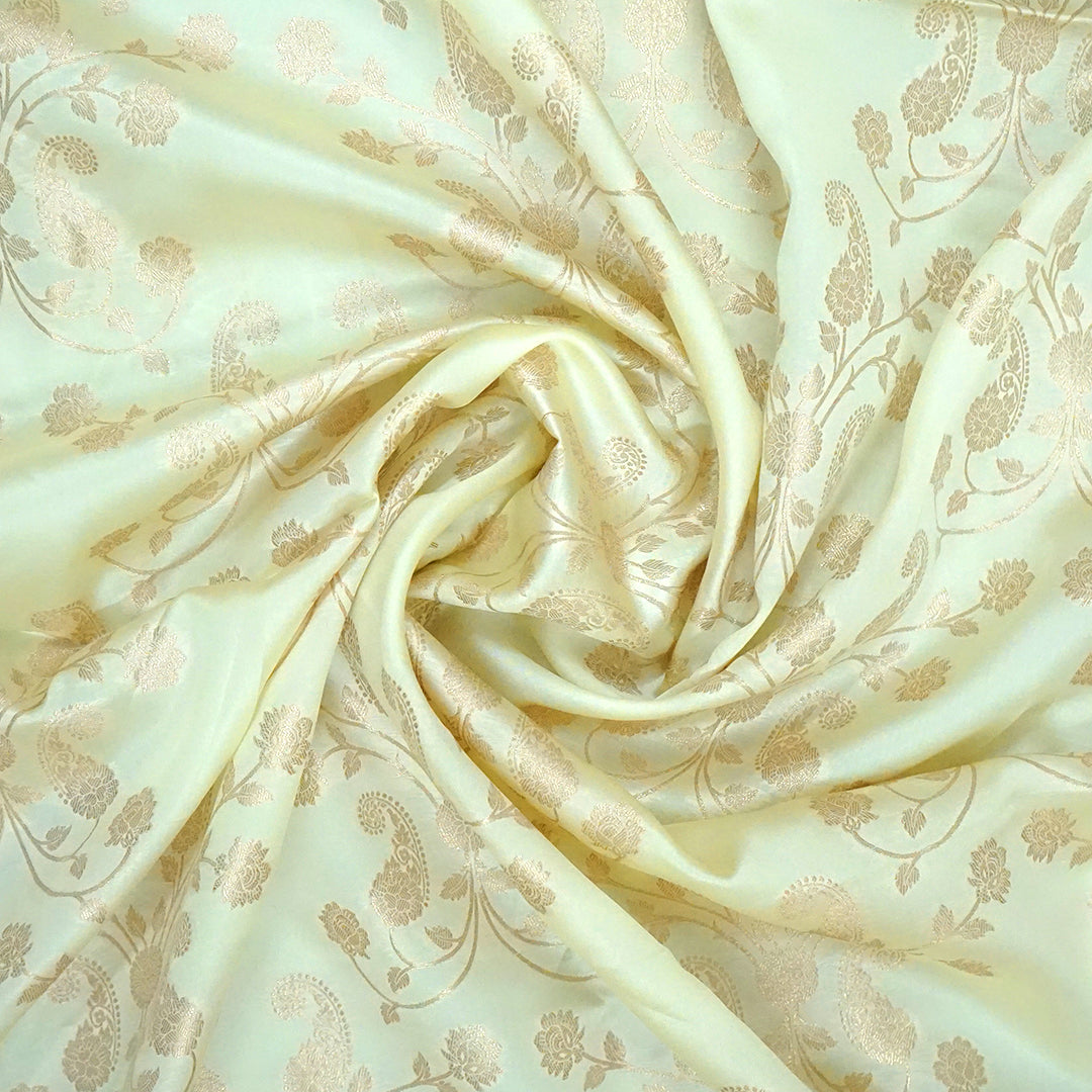 Ivory - Mustard Mahalakshmi Viscose silk saree with Floral and Zari works