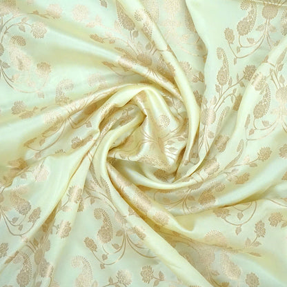 Ivory - Mustard Mahalakshmi Viscose silk saree with Floral and Zari works