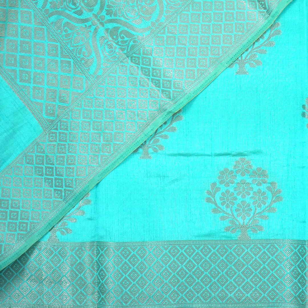Chandhrika in Aqua Blue base with floral works