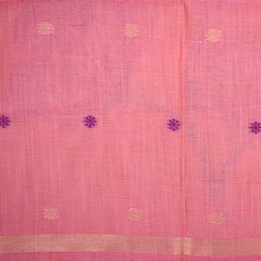 Resham Tussar Soft pastel pink shade with a delicate golden sheen