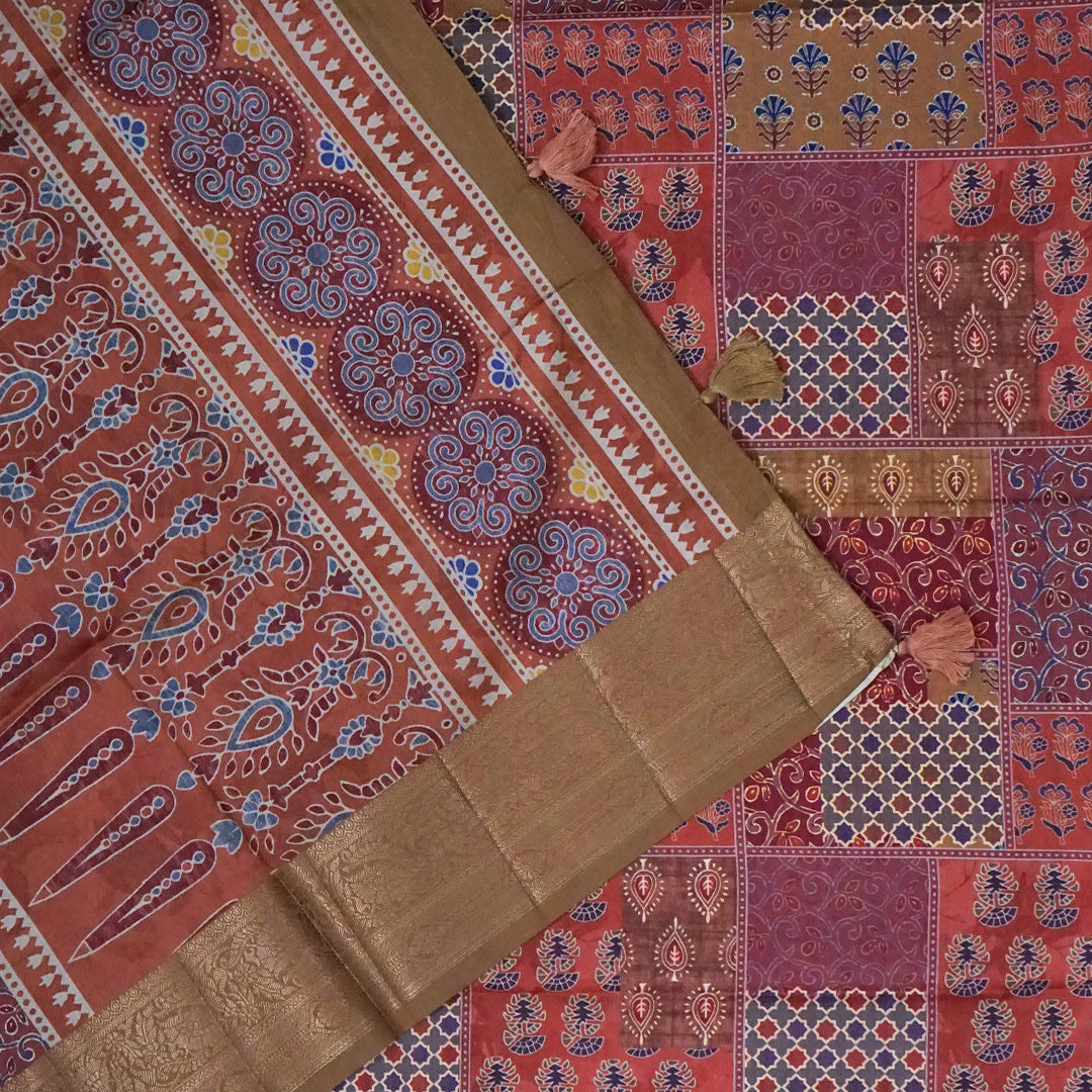 Tanvi in Multicoloured pattern with hues of Maroon, Gold, Navy Blue and Rust