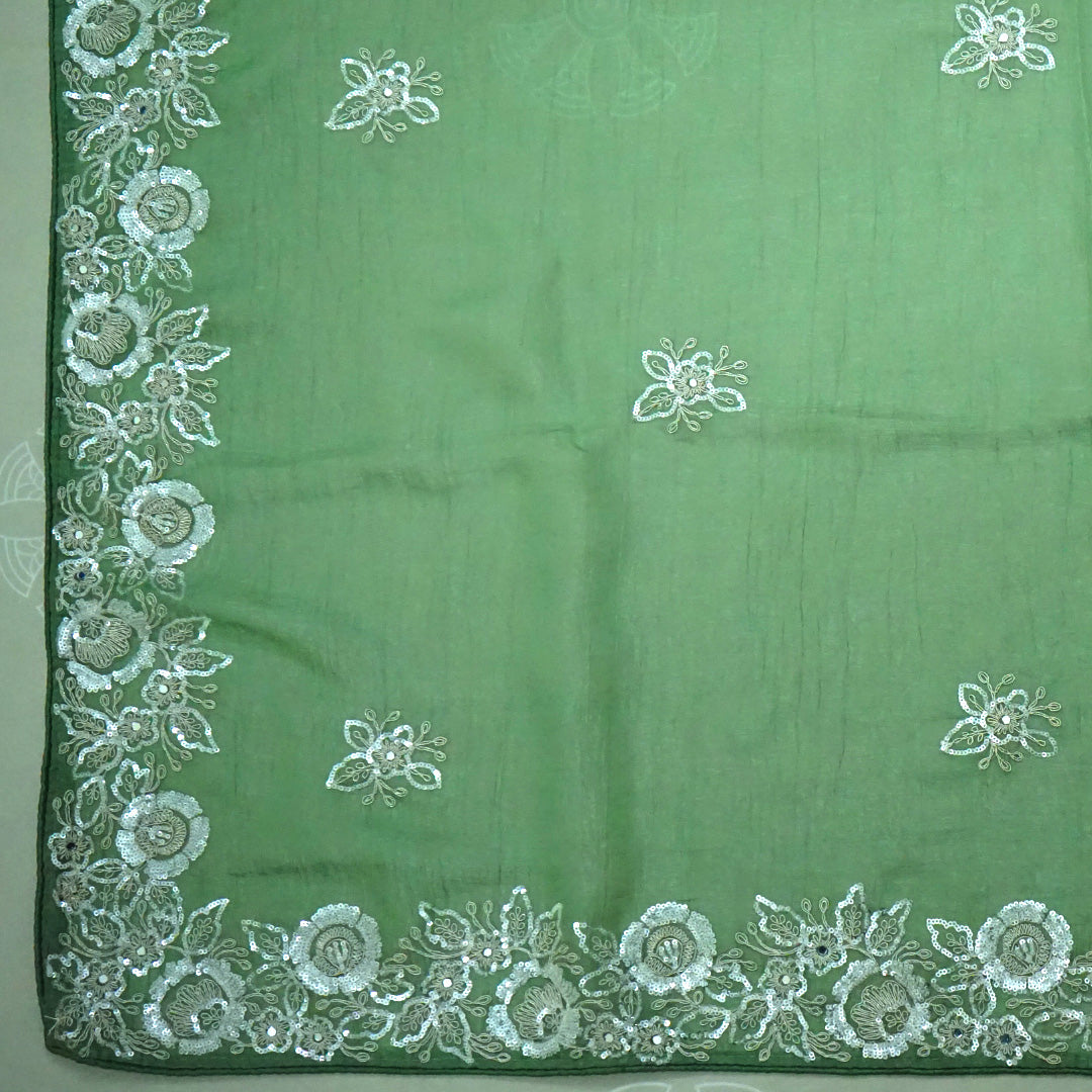 PASTEL WHISPERS - Sage green hue crafted from premium silk blend fabric