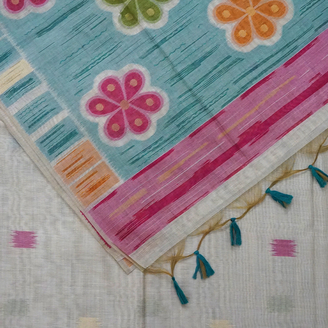 Navarangi Tussar in soothing sky blue shade with a soft, textured finish