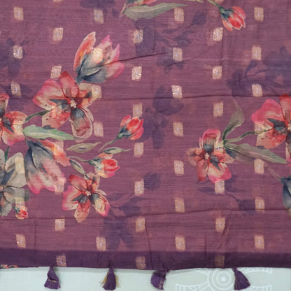 Hirakshi Silk in Mauve - Plum base with floral prints