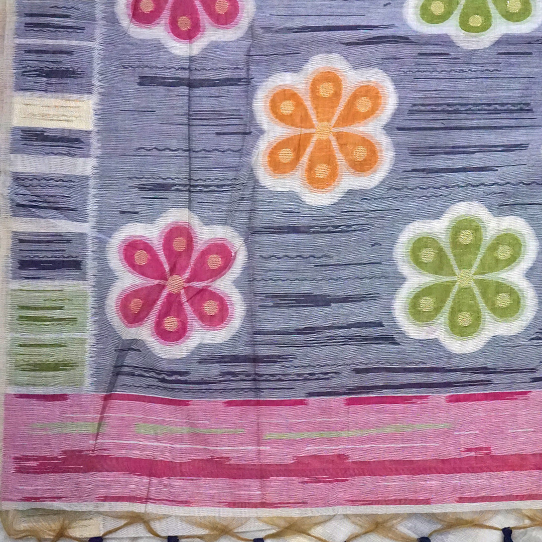 Navarangi Tussar in soft greyish lavender shade with a subtle matte finish