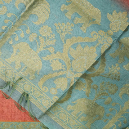 Coral Pink Ambari Silk Saree with Zari works