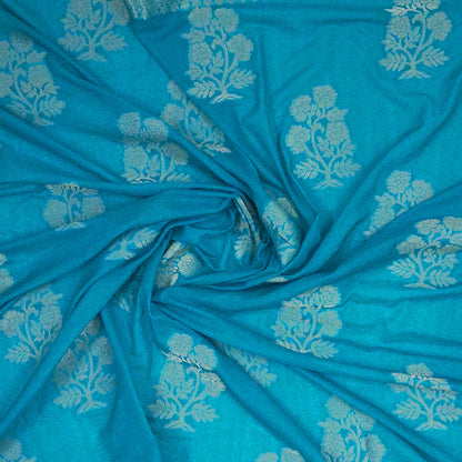 Neera Silk Saree in Vibrant Turquoise Blue with Floral works