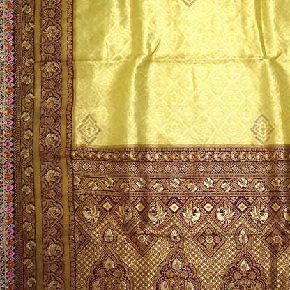 Pista Green Raj Virasat Silk Saree with Gold zari works