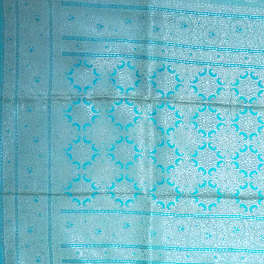 Aqua Blue Suhani Silk with silver undertones