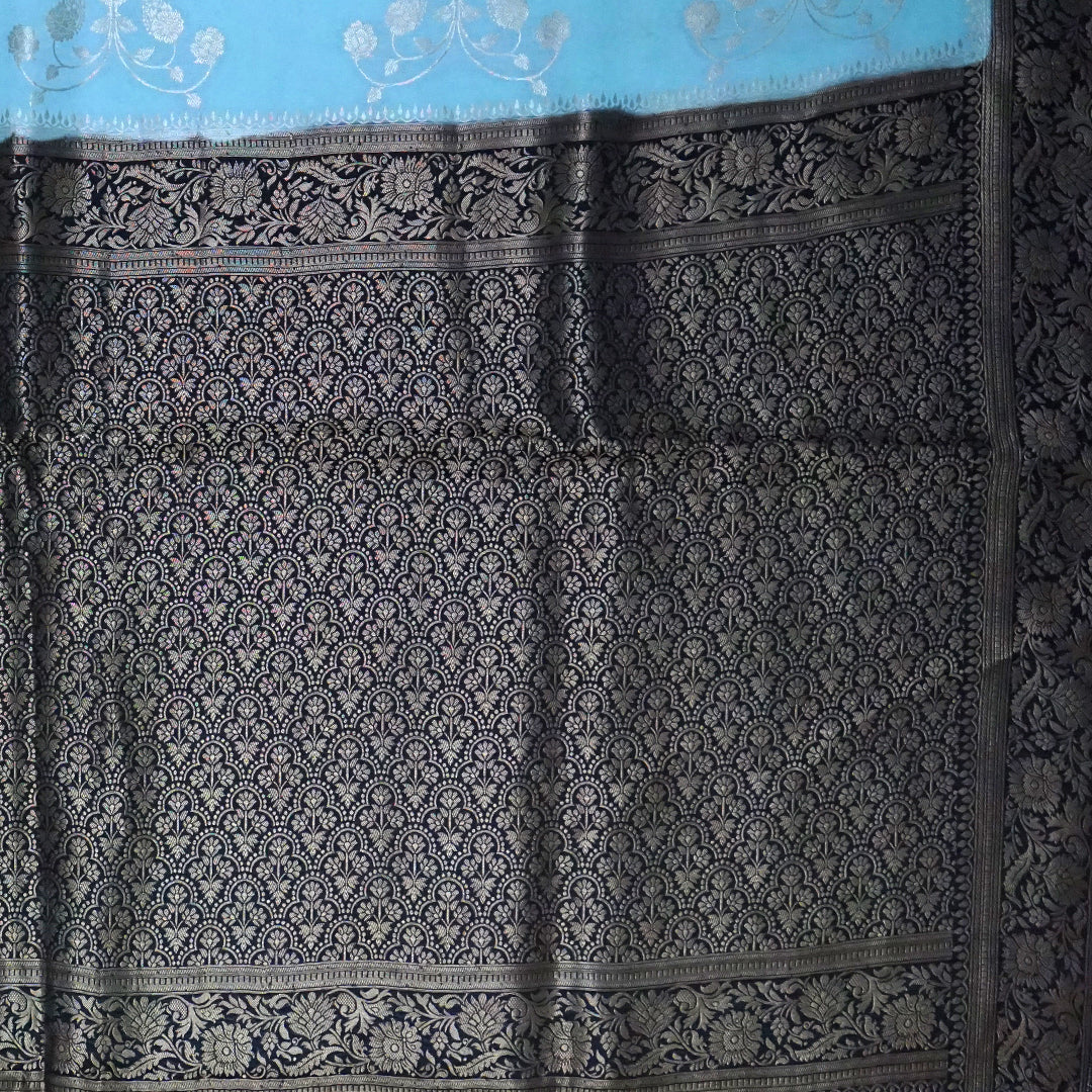 Sky Blue Mahalakshmi Viscose Silk saree with Zari works