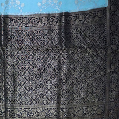 Sky Blue Mahalakshmi Viscose Silk saree with Zari works