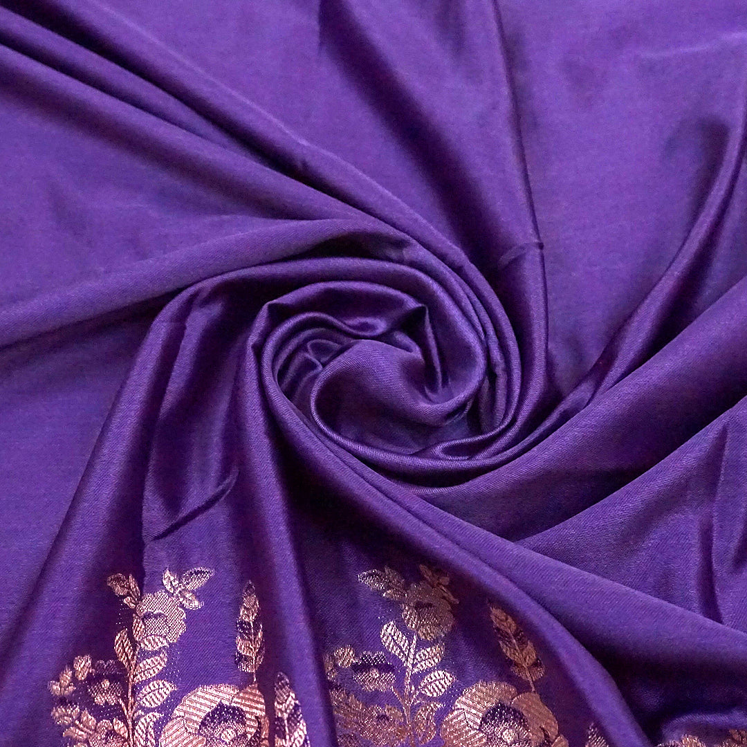Deep Purple Madhur Sangam Silk Saree with Gold Zari