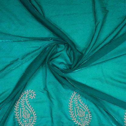 Ratnalekha Silk saree in rich emerald-green base accentuated with intricate gold zari work