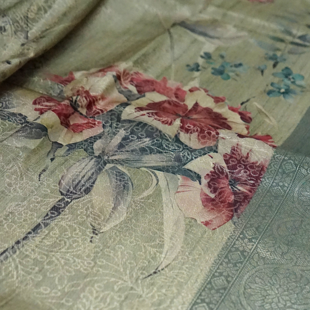 Silk Satin Light sage green or pale olive shade with a soft metallic sheen.