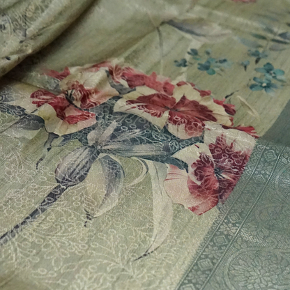 Silk Satin Light sage green or pale olive shade with a soft metallic sheen.