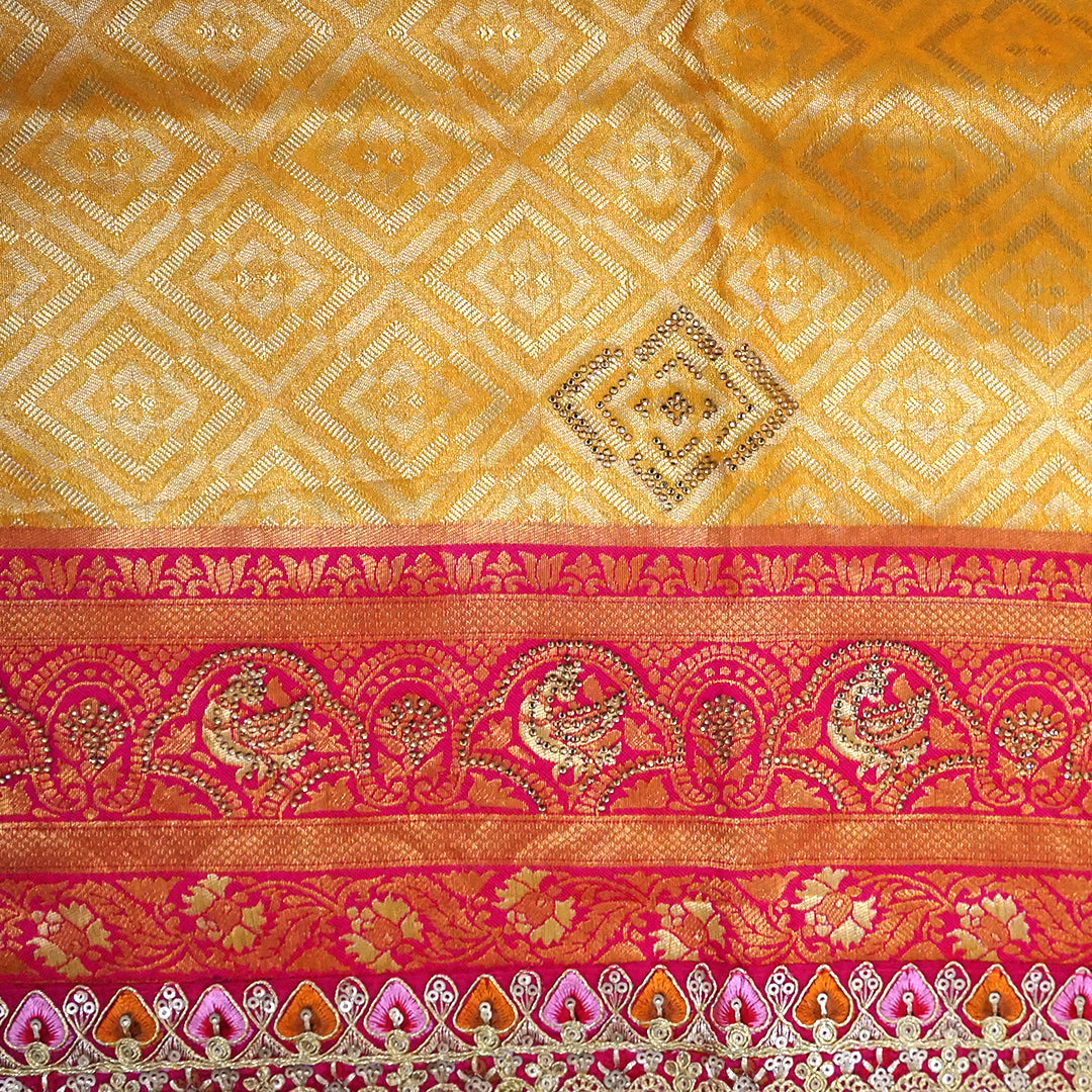 Royal magenta - Gold Raj Virasat silk saree with floral motifs and zari works