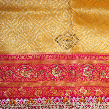 Royal magenta - Gold Raj Virasat silk saree with floral motifs and zari works
