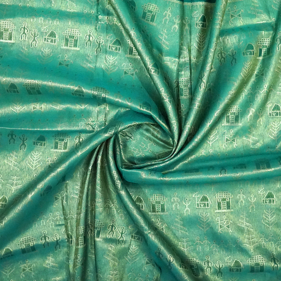 Emerald Green Stravi Silk with Golden Zari
