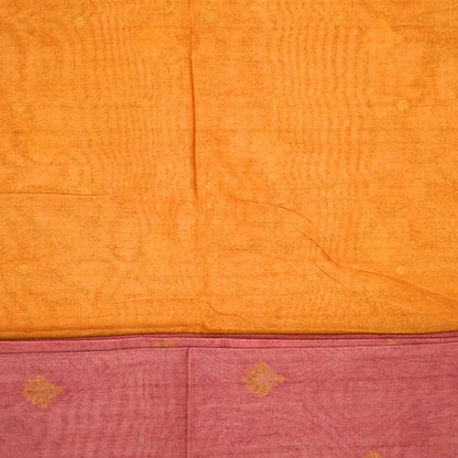 Dusty Rose Ambari Silk Saree with Gold Zari Floral Buttas