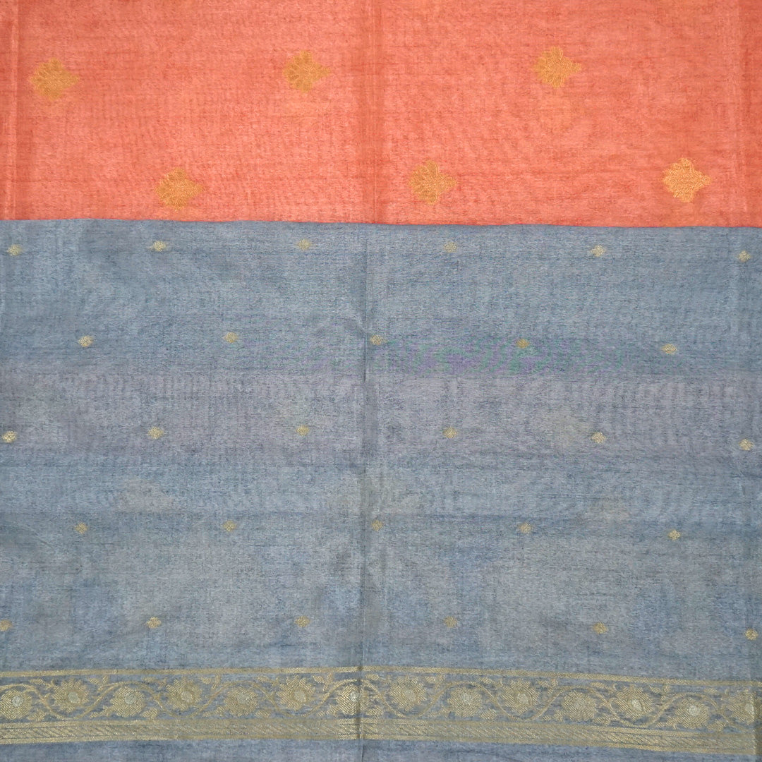 Coral Pink Ambari Silk Saree with Zari works