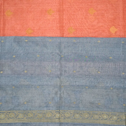 Coral Pink Ambari Silk Saree with Zari works