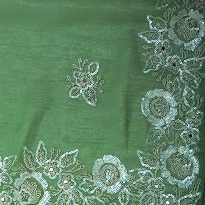 PASTEL WHISPERS - Sage green hue crafted from premium silk blend fabric