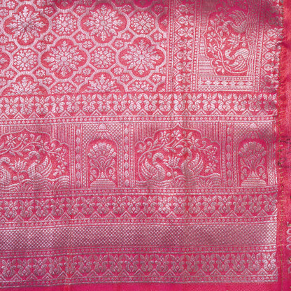 Thara Silk in Vibrant Magenta - Pink base with Floral works