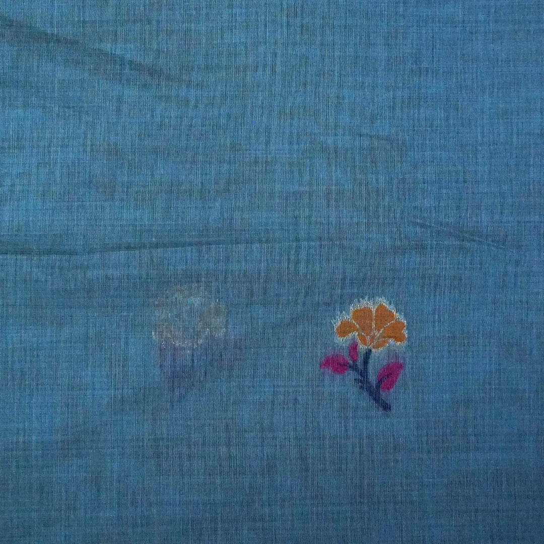 Varnica Tussar Soft pastel blue shade with a subtle sheen