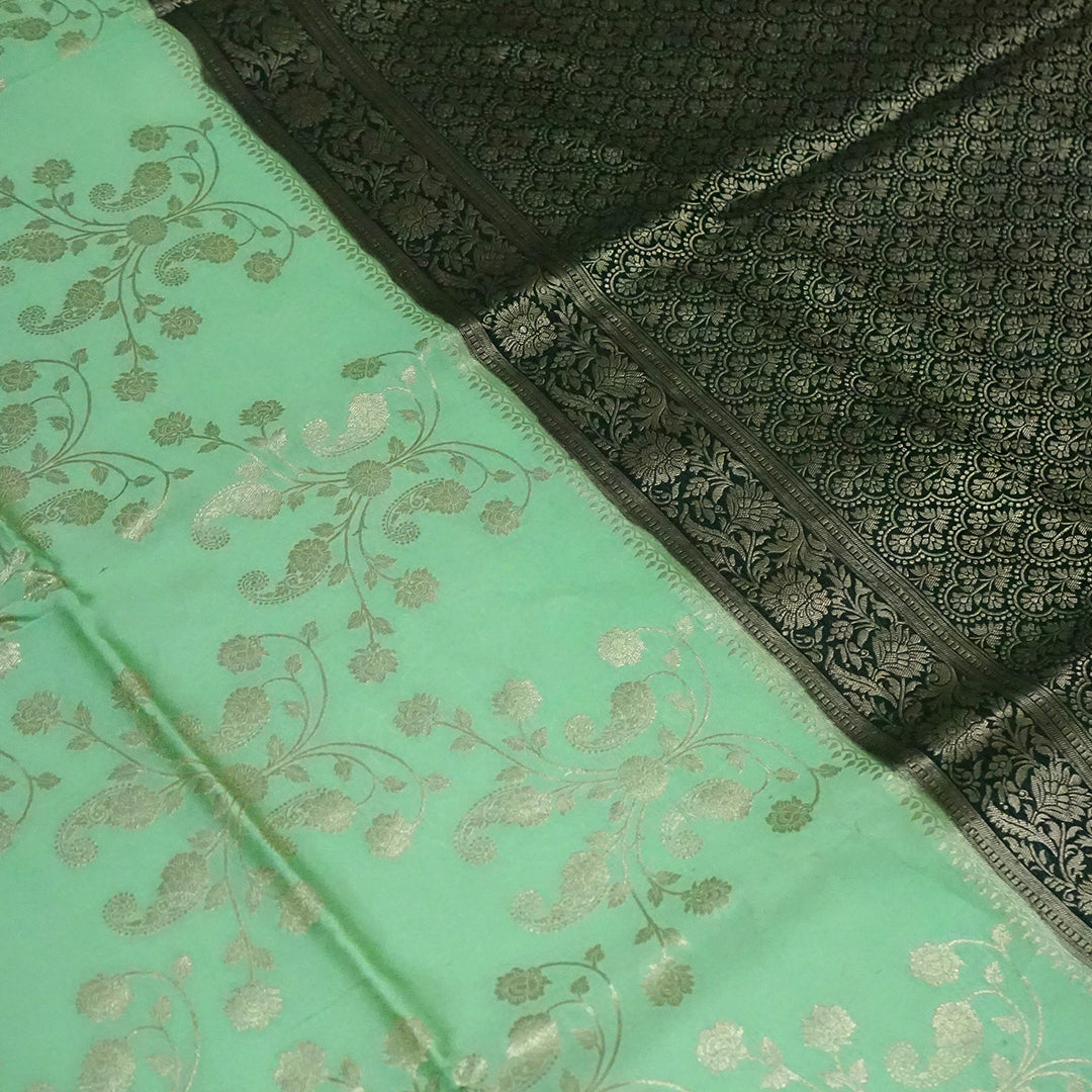 Mint Green Mahalakshmi Viscose with Golden Zari