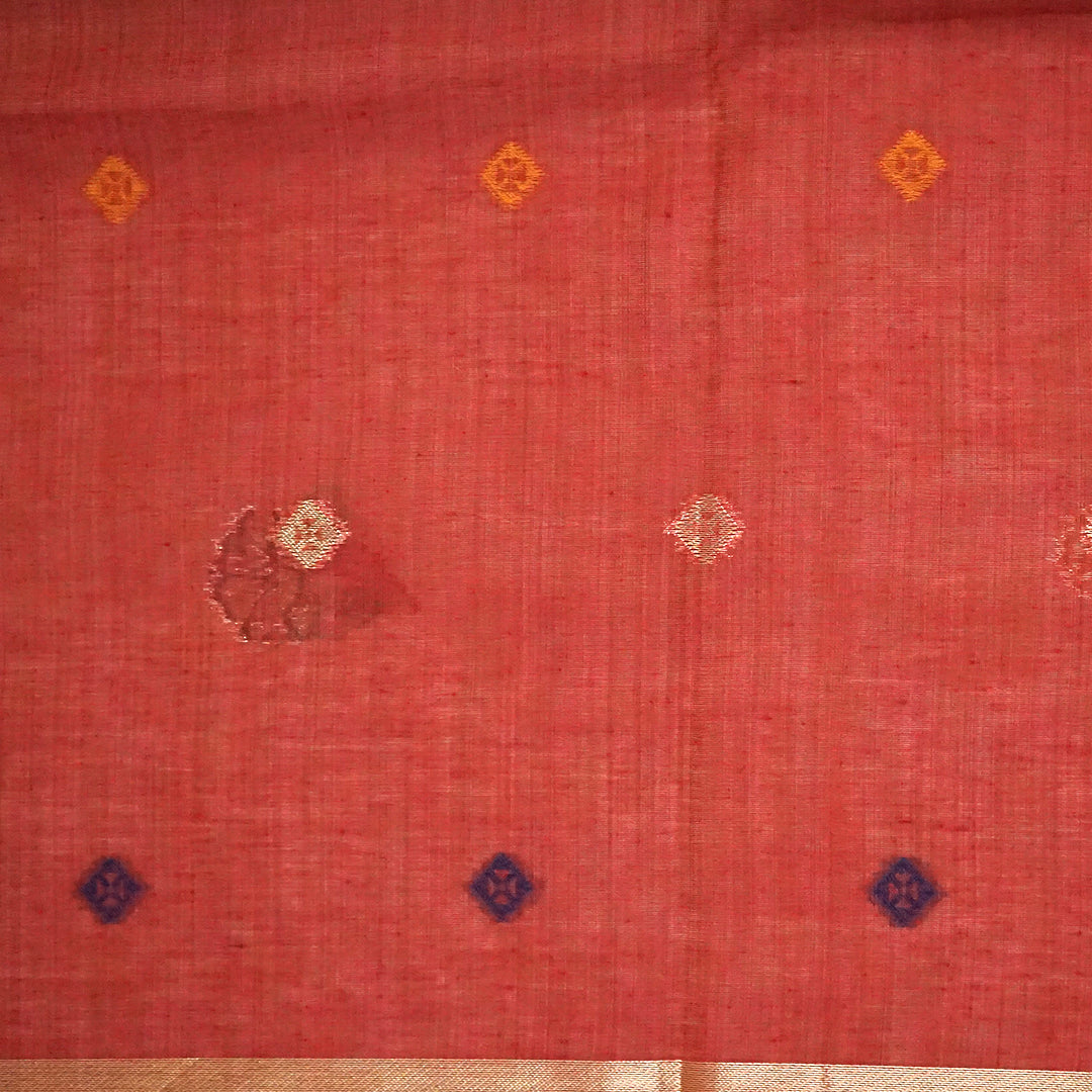 Varnica Tussar Soft peach pink shade with a subtle golden undertone