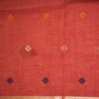 Varnica Tussar Soft peach pink shade with a subtle golden undertone