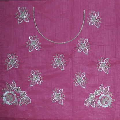PASTEL WHISPERS - Rich wine-purple shade adorned with elegant silver floral embroidery,