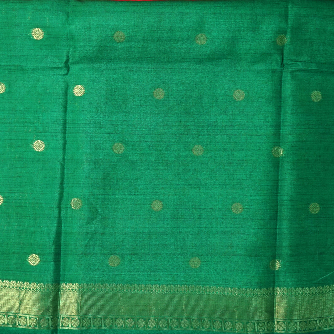 Coral Pink Gokul Tussar with Blue and Green border