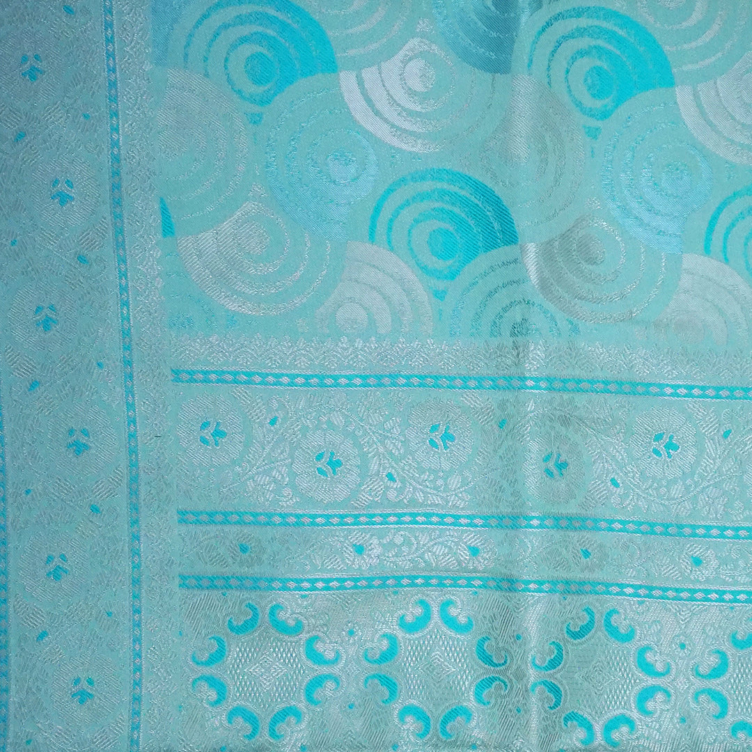 Aqua Blue Suhani Silk with silver undertones