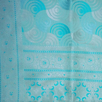 Aqua Blue Suhani Silk with silver undertones