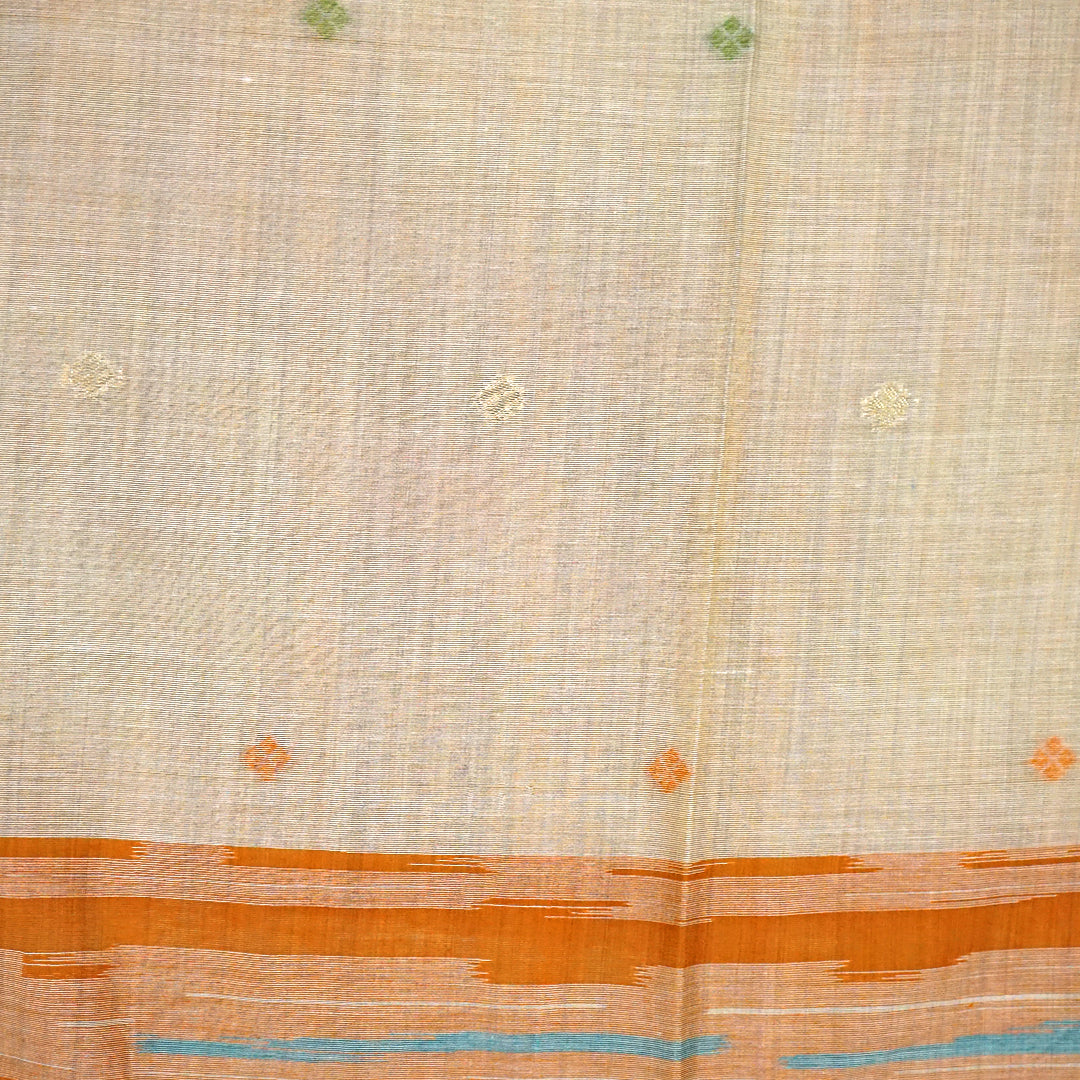 Navarangi Tussar in warm peach pink shade with a soft, textured finish