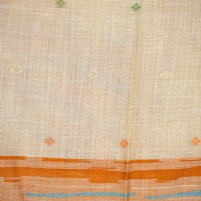 Navarangi Tussar in warm peach pink shade with a soft, textured finish