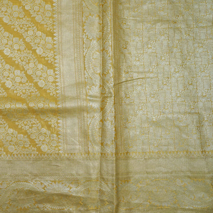 Mayuri Drape in radiant golden yellow shade with a rich, lustrous silk finish