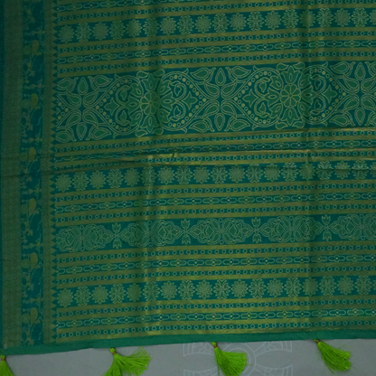 Green Stravi Silk with Golden Zari