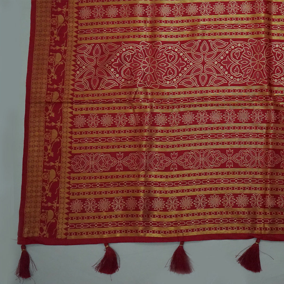 Maroon Stravi Silk with Golden Zari