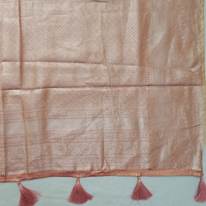 Thara Silk in Soft Champagne Beige Base with Floral works