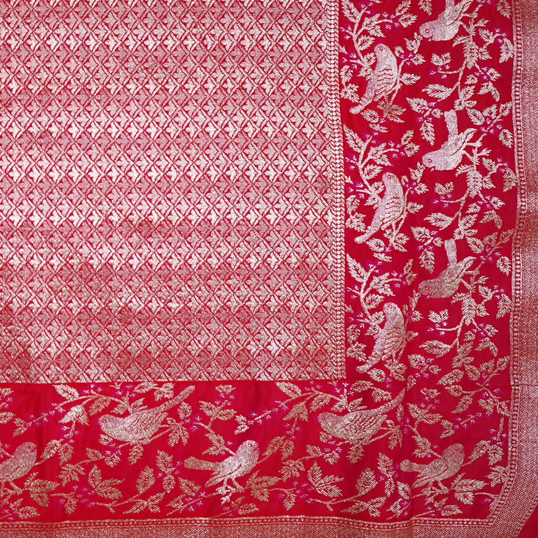 Hamsini Silk saree in Bright crimson red shade with a lustrous silk texture