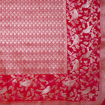 Hamsini Silk saree in Bright crimson red shade with a lustrous silk texture