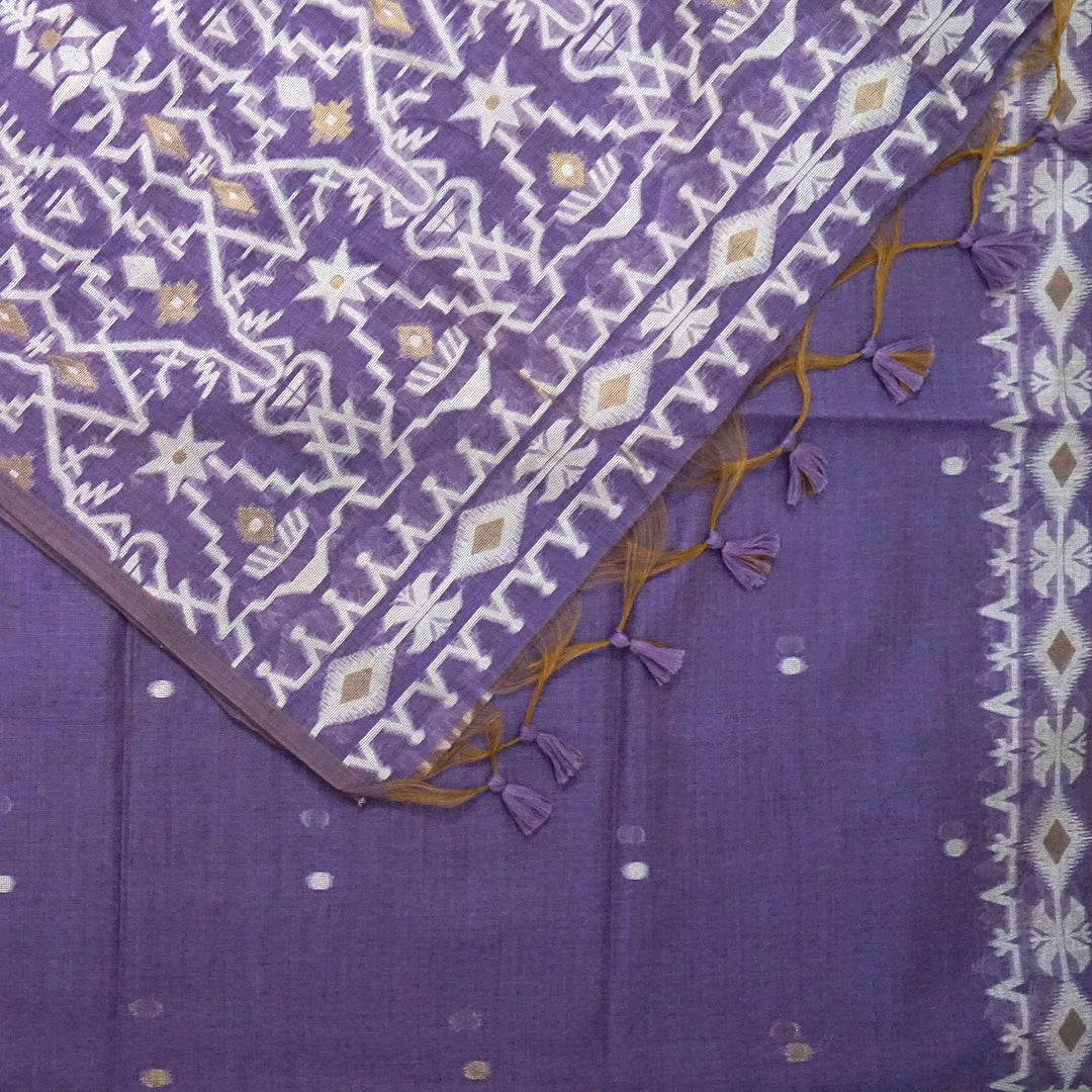 Monisha Tussar Soft lavender purple shade with a matte tussar silk texture