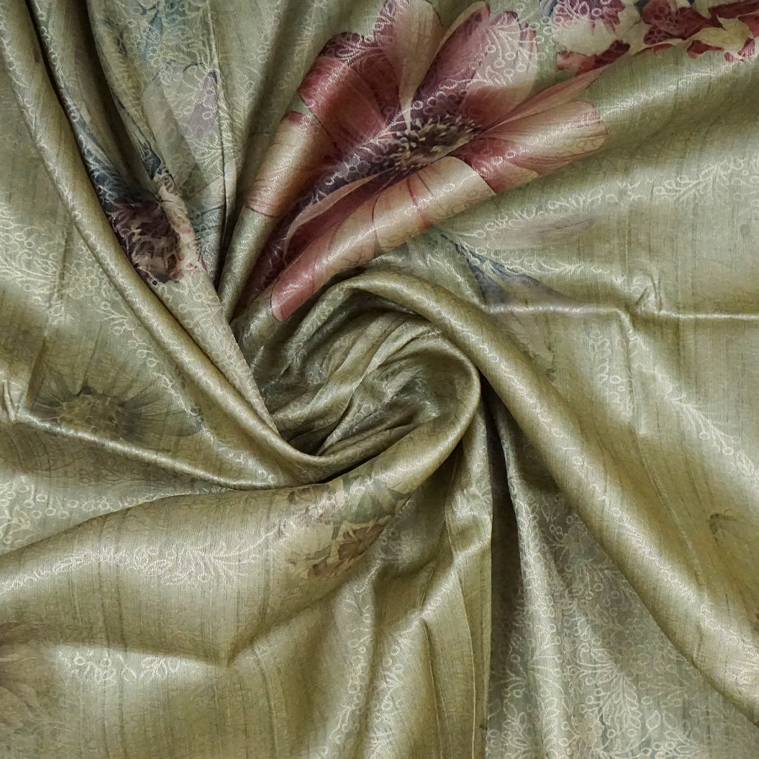 Silk Satin Light sage green or pale olive shade with a soft metallic sheen.