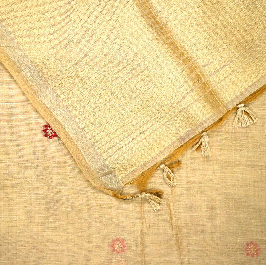 Resham Tussar Soft Ivory shade with a golden sheen