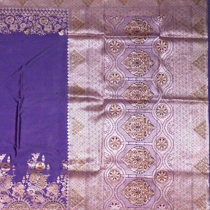 Deep Purple Madhur Sangam Silk Saree with Gold Zari