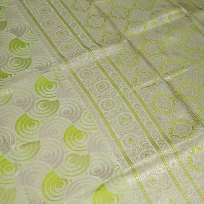 Soothing light olive green shade Suhani Silk with a subtle golden sheen